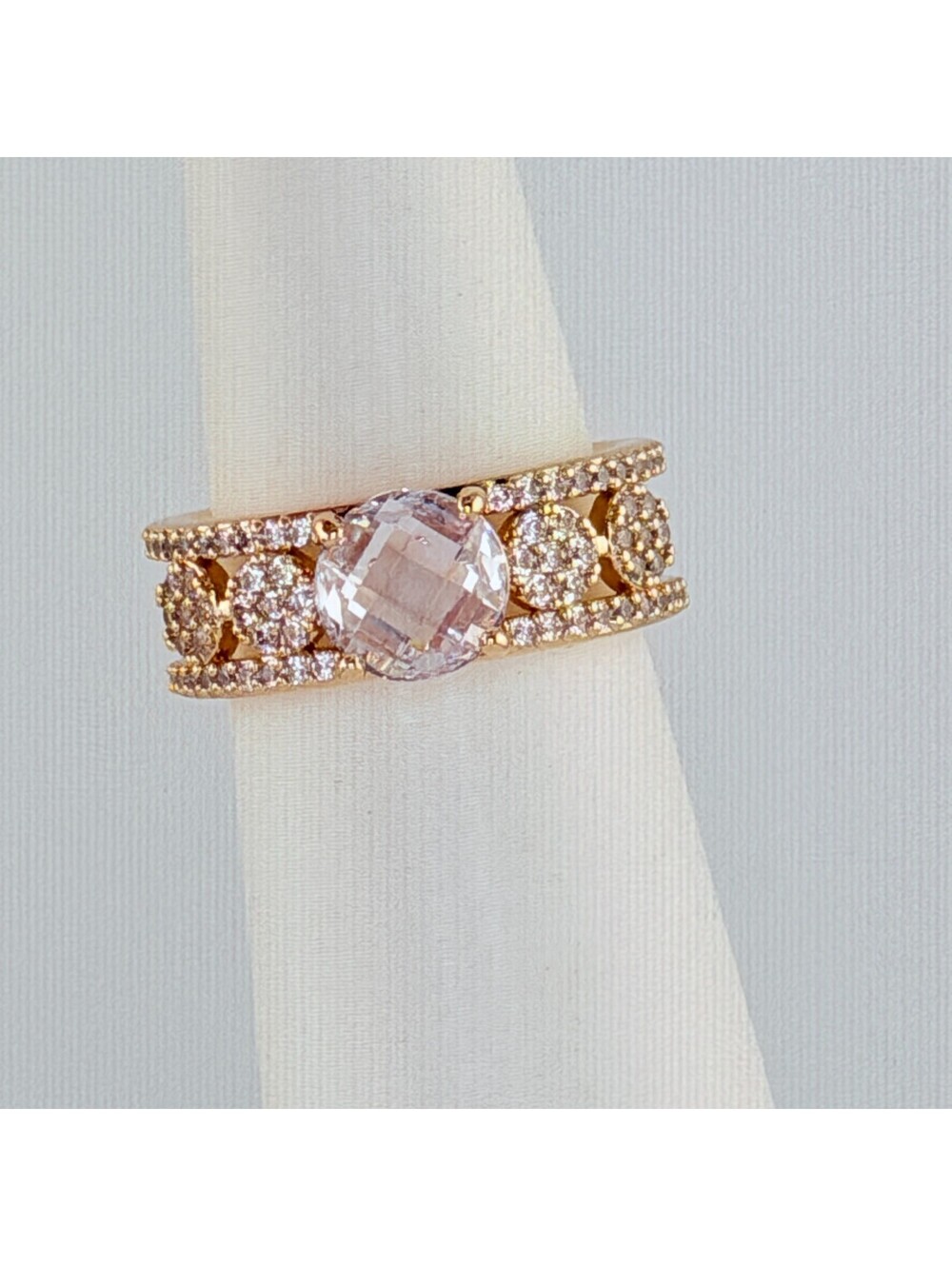 Bomb Party Ring Sz 8 "She Runs The Room" Clear CZ on Yellow Gold RG39124